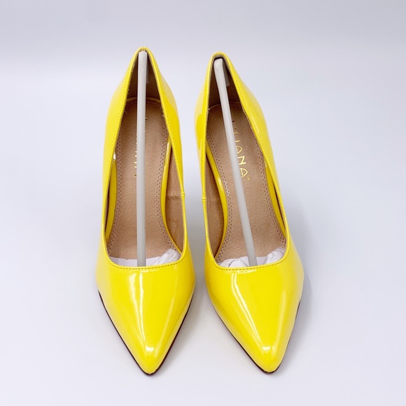Women Yellow patent Pointy Toe Stiletto High Heel - Picture 2 of 7